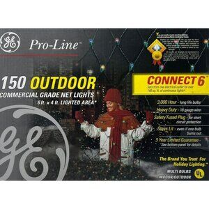 GE Pro-Line 150 Outdoor/Indoor Commercial Grade Net Lights 6'x4' Area MultiColor